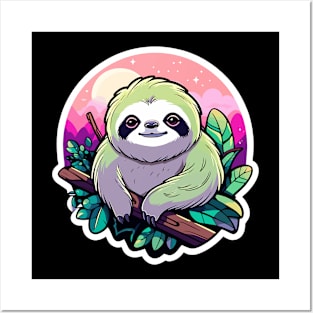 Sloth Illustration Posters and Art